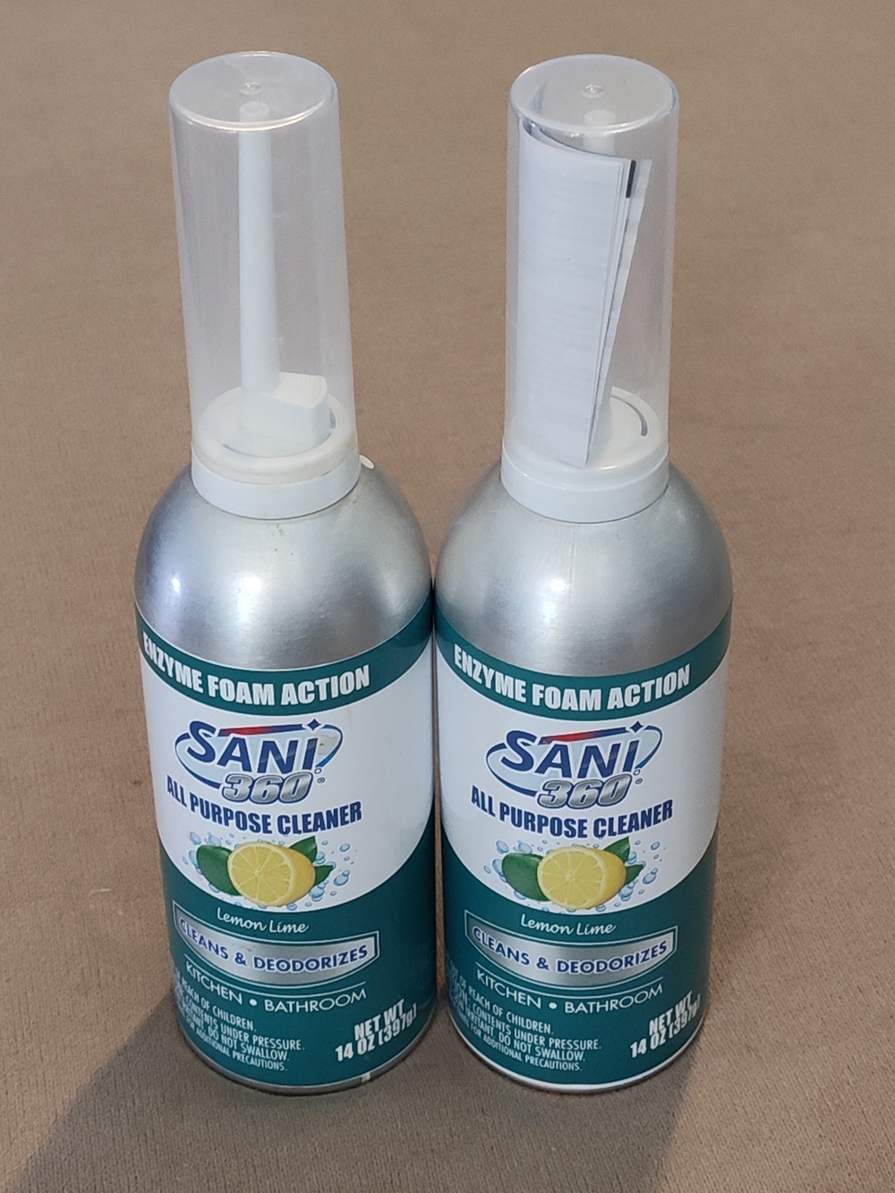 NWT! 2- SANI 360° Enzyme Foam All Purpose Cleaner - Lemon Lime 14oz